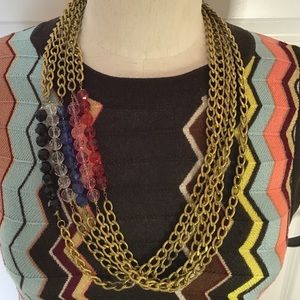 Vintage Gold Multi-Color Chain Necklace